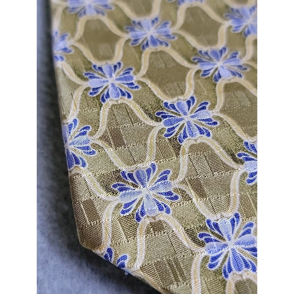 Vintage JZ Richards Silk Tie Mens Gold Blue Geometric Floral‎ Nordstrom USA NEW